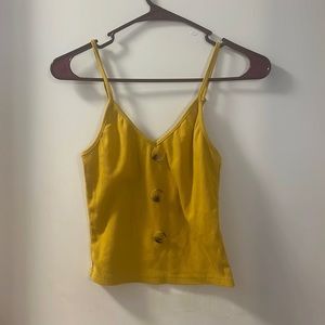 Yellow tank top with buttons down the front, size S